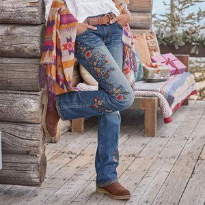 DRIFTWOOD KELLY BABY BOOT SWEET BLUE EMBROIDERED JEANS
